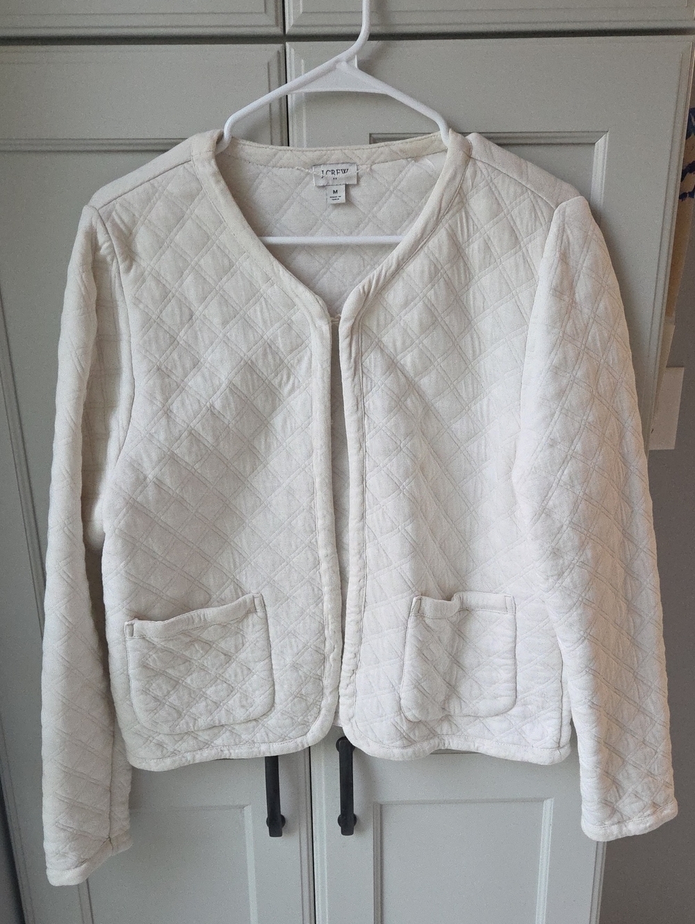 J. Crew Cream Quilted Knit Lady Day Jacket